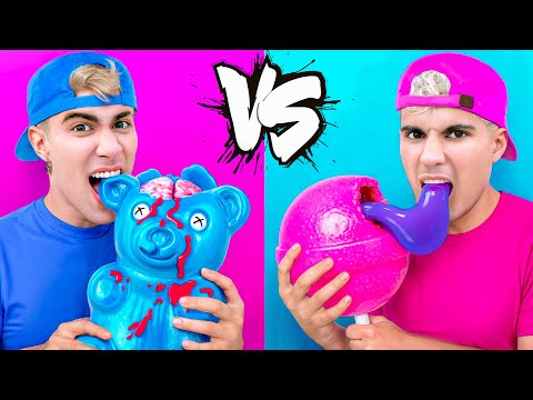24 HORAS COMIENDO AZUL Y ROSA !!