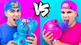 24 HORAS COMIENDO AZUL Y ROSA !!