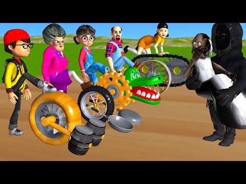 Scary Teacher 3D vs Squid Game Rolling Wood Wheel Level Max 5 Times Challenge Miss T vs 3 Neighbor