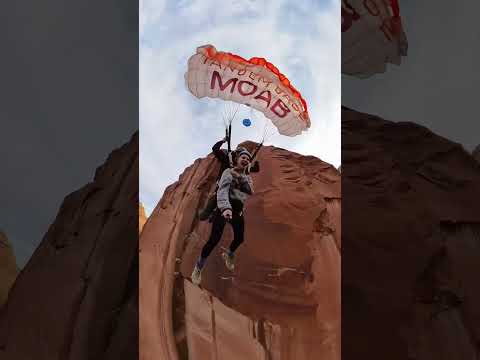 WHAT DID SHE SAY?! Ready to BASE jump? #youtubeshorts #fear #travel #moab #utah #emotional #goals