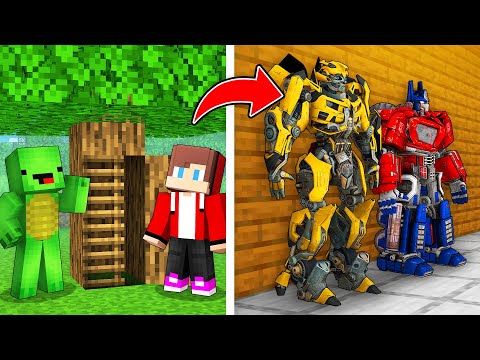 Mikey and JJ Built a TRANSFORMER Secret Base in Minecraft! (Maizen)