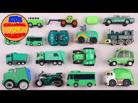 Learn The Colors Green with Vehicle Toys for Kids