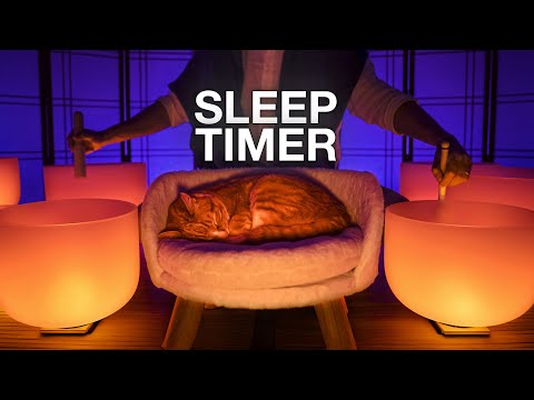 SLEEP TIMER SOUND BATH - Countdown to Blissful Slumber - Singing Bowls for Stress Relief Before Bed