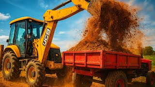 Jcb 3dx Xpert Loading Mud Trolley Tractors Swaraj TATA Tippers Thar New Holland 3630 Tractor truck