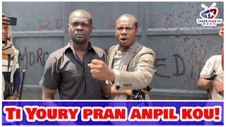 Ti youry pran kou pou l pa chape devan Vilaj dakèy pandan enstalasyon Laurent Saint Cyr a