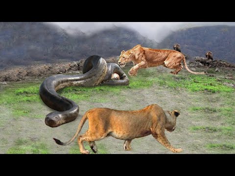 Foolishly Ambushed a Lion - Giant Python Was Revenged By The Lion Family But Luckily Escaped Death