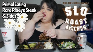 Rare Ribeye from Slo Roast With House Salad * Baked Potato * Asparagus | Eating Show