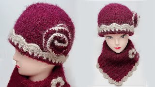 Rose crochet beanie warm hat tutorial