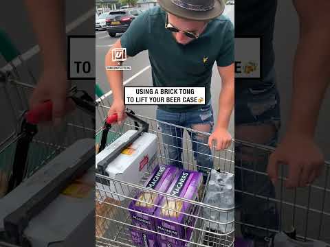Guy uses a brick tong to pick up cases of beer🍺😂         🎥: Charliemayglothling via BViral
