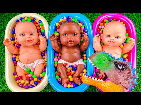 4 Minutes Satisfying Video | Mixing Funny Candy ASMR & Make Up in 3 Bathtubs with Magic M&M's Slime