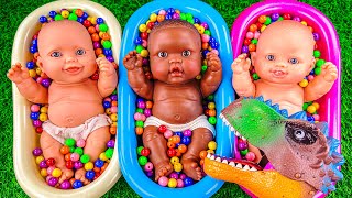 4 Minutes Satisfying Video | Mixing Funny Candy ASMR & Make Up in 3 Bathtubs with Magic M&M's Slime