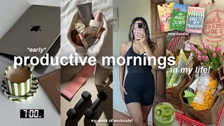 PRODUCTIVE mornings in my life!☕️ 7am healthy & realistic days, new books, wellness & working out!