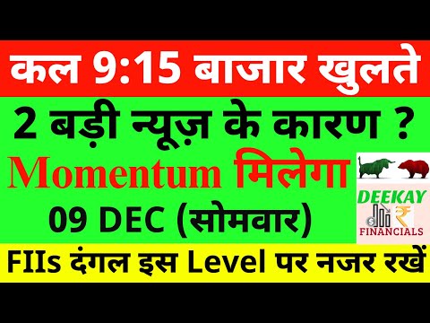 कल 9:15 बाजार खुलते Nifty Prediction For Tomorrow| Banknifty Monday 09 December Market Prediction