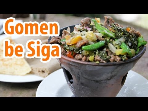 Gomen be siga - Sizzling Ethiopian beef and collard greens