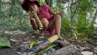 Cooking outdoor | Masak daging ayam kukus sayur pakis di hutan, pakai alat tradisonal
