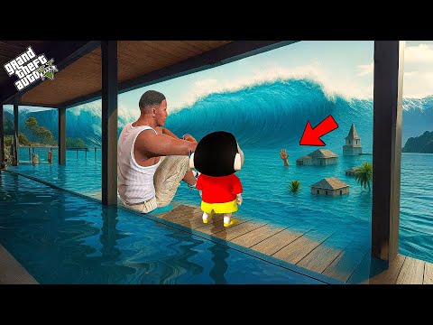 GTA V: Franklin and Shinchan Finally Escaped Biggest Tsunami In Los Santos In GTA 5 Telugu | #gta5
