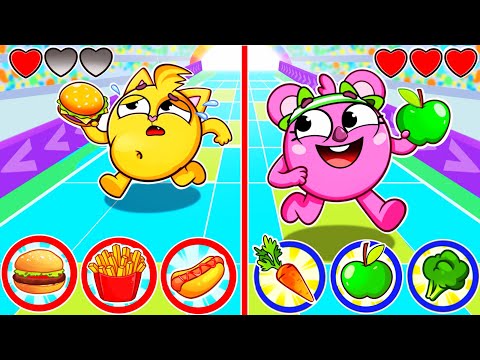 Healthy Food 🍎🥦🥑 vs Junk Food 🍔🍟🍕 Kids Songs And Nursery Rhymes by Baby Zoo Story✨