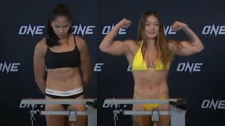 Denice Zamboanga and Noelle Grandjean - Hydration Test & Weigh-In - (ONE 167) - /r/WMMA