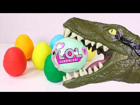 ⚡ DINO EL DINOSAURIO ⚡ Abriendo huevos sorpresas de Play Doh y LOL | Vídeos de Juguetes
