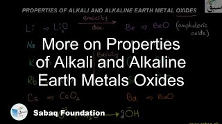 More on Properties of Alkali and Alkaline Earth Metals Oxides