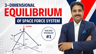 EQUILIBRIUM OF SPACE FORCE SYSTEM PROBLEM 1 | 3D FORCE SYSTEM IN ENGINEERING MECHANICS