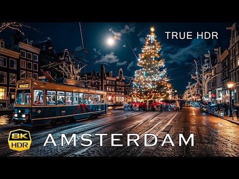 Amsterdam Most Beautiful Christmas Walk in TRUE 8K HDR10