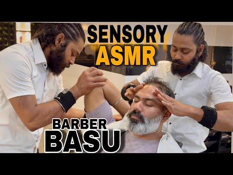 Asmr sensorial head massage, Back massage, Neck cracking adjustment by Barber Basu