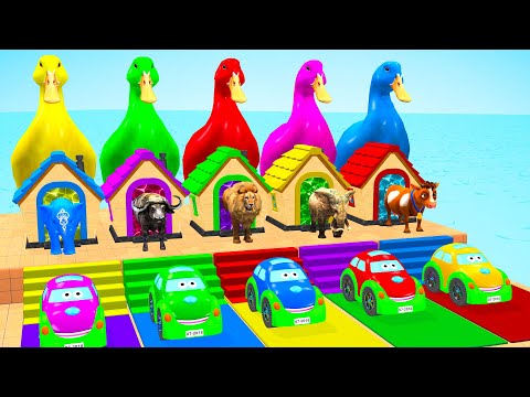 Long Slide Game with Cow Elephant Gorilla Hippopotamus Tiger 3d Animal Game Funny 3d Animals
