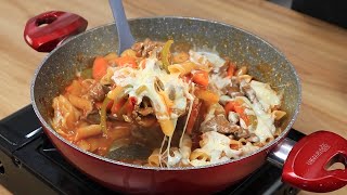 Macarrão com Carne e Legumes – Almoço Perfeito em Poucos minutos. Receita Completa e Deliciosa!