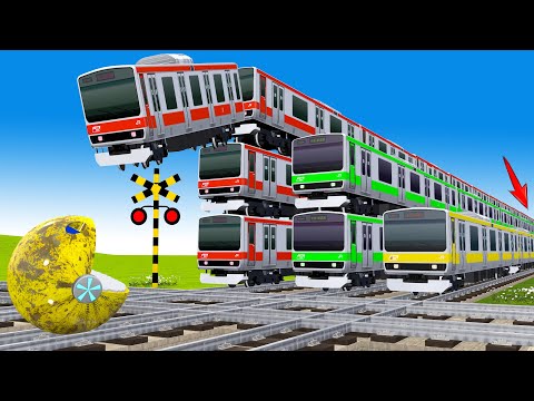 【踏切アニメ】あぶない電車 TRAIN Vs MS PACMAN 🚦 踏切 Fumikiri 3D Railroad Crossing Animation
