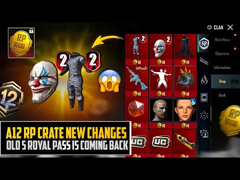 😱 Don’t Forget Get This News | A12 RP Crate New Changes 5 Royal Pass Coming Back In A12 RP | PUBGM