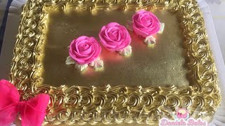 Bolo dourado c/ rosas pink