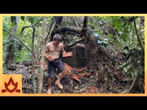 Primitive Technology: Brick hut destroyed by falling tree