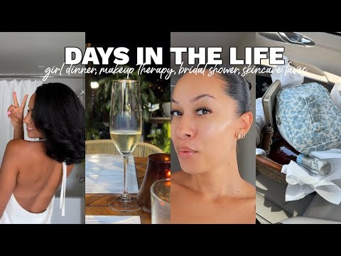 vlog: girl dinner, makeup therapy, bridal shower, skincare faves + update