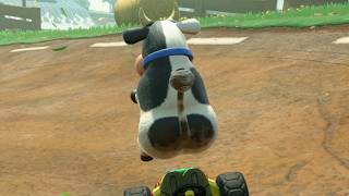 Screaming at my friends as a Cow in the video game Mario Kart World for Nintendo Switch 2