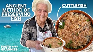 97yr old Ines Makes Cuttlefish "a sarsa" — Ancient Method of Preserving Fish | Pasta Grannies