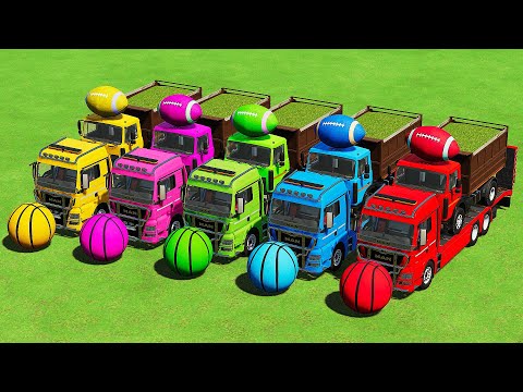 TRANSPORTING BIG & MINI TRACTORS! HORSES vs PORTAL TRAP! PARKOUR COLORS - Farming Simulator 22