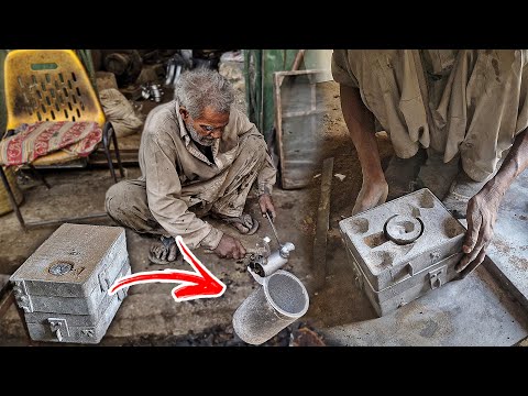 Old Man Casting Aluminum Bike Engine Cylinder Sleeve To Make a Living