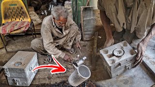 Old Man Casting Aluminum Bike Engine Cylinder Sleeve To Make a Living