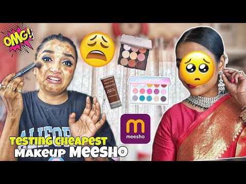 Trying CHEAPEST MAKEUP from Meesho - Rs 25/- টাকার সস্তা BEAUTY PRODUCT দিয়ে Durga Puja Makeup !!