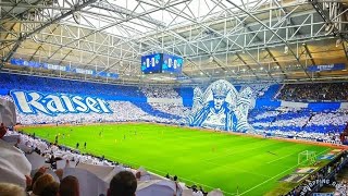 Schalke ultras with an incredible full stadium tifo at home vs Eintracht Braunschweig 