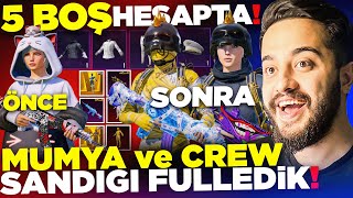 5 BOŞ HESAPTA MUMYA ve CREW SANDIĞI FULLEDİK! (İNANILMAZ ŞANS) PUBG Mobile