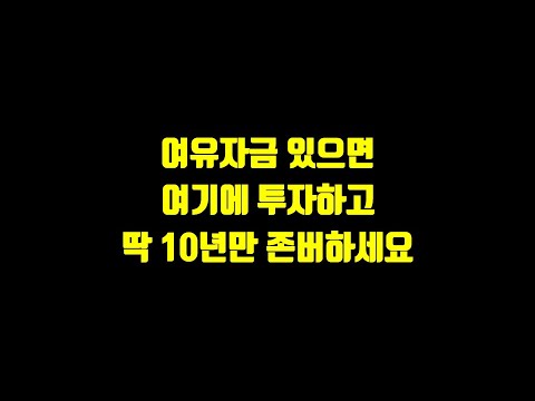 여유자금 있으면 여기에 투자하고 딱 10년만 존버하세요.