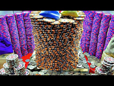 5 Quarter Challenge Massive Tower gets Stuck on edge high limit coin pusher