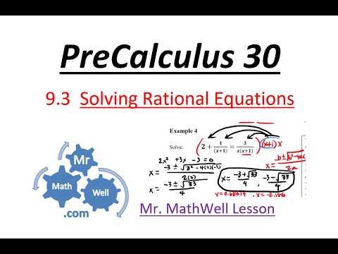 PC 30 9.3 Solving Rational Function Equations Algebraically and Graphically