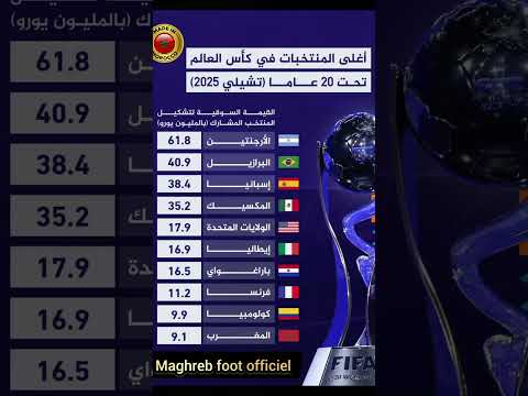 إليكم أغلى المنتخبات 🤯 في كأس العالم لأقل من 20 سنة #المغرب #البرازيل #football #morocco #المغرب