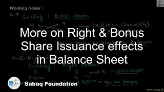 More on Right & Bonus Share Issuance effects in Balance Sheet