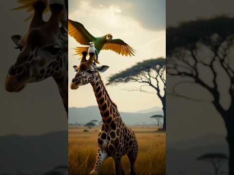 아기새를 구한 기린("Baby bird rescued by giraffe")