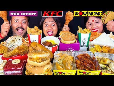 KFC vs Mio Amore vs Wow momo Challenging Viral Video with Punishment Pizza, Burger, Chicken Fry