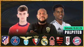 PALPITES DE FUTEBOL PARA HOJE 15 02 2025 (Sábado) + BILHETE PRONTO | Palpites do Dia